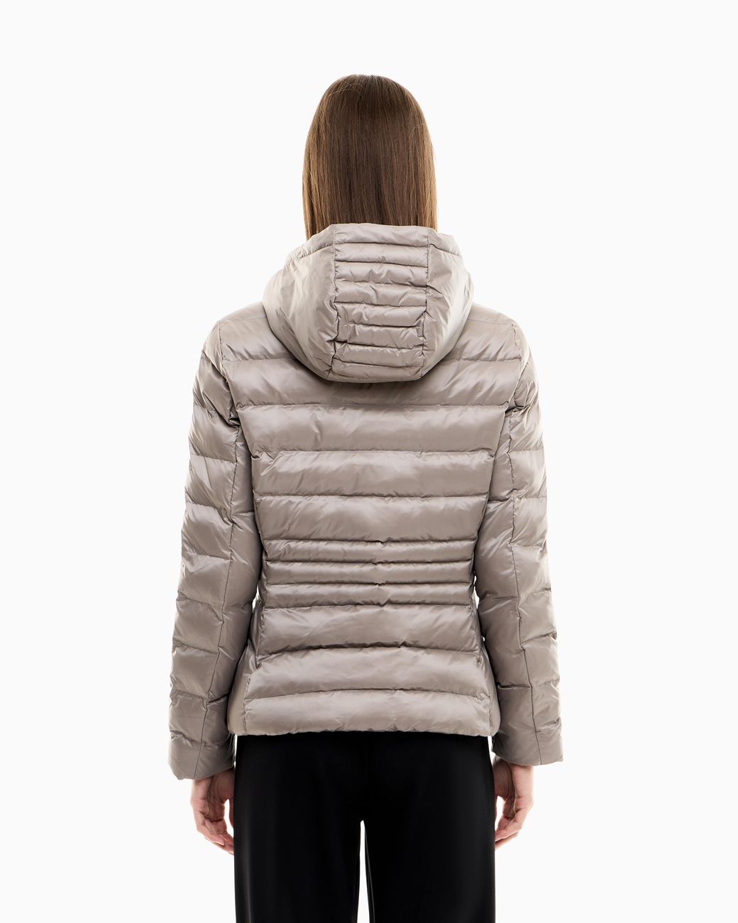 EA7 Natural Padded Jacket With A Fixed Hood And Front Zip Core Lady
