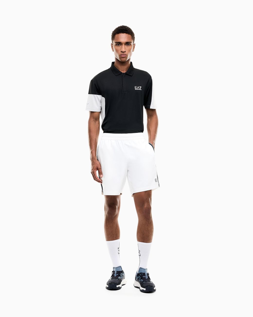 EA7 Black Polo Shirt Tennis Pro Block Jersey Regular Fit for men