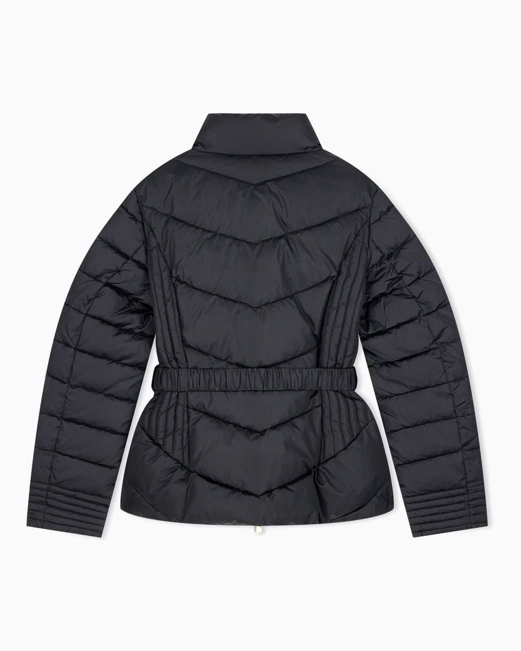 EA7 Blue Regular Fit Padded Bomber Jacket With Hood And Shiny Finish