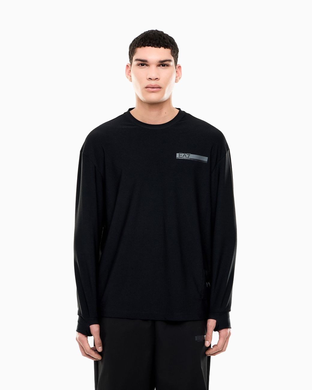 EA7 Blue Oversized T-Shirt Urban Utility With Long Sleeves for men