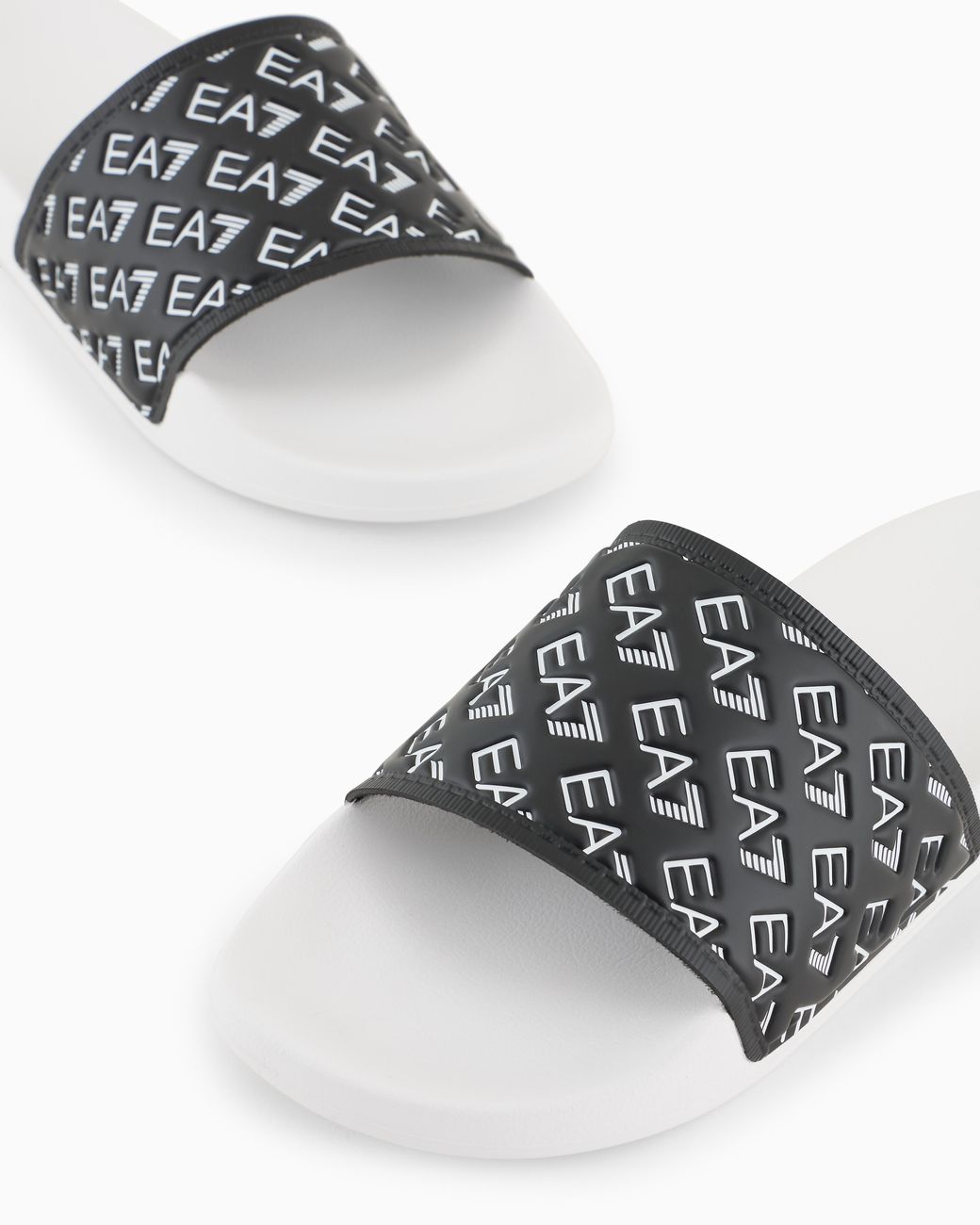 EA7 White Slides With All-Over Logo