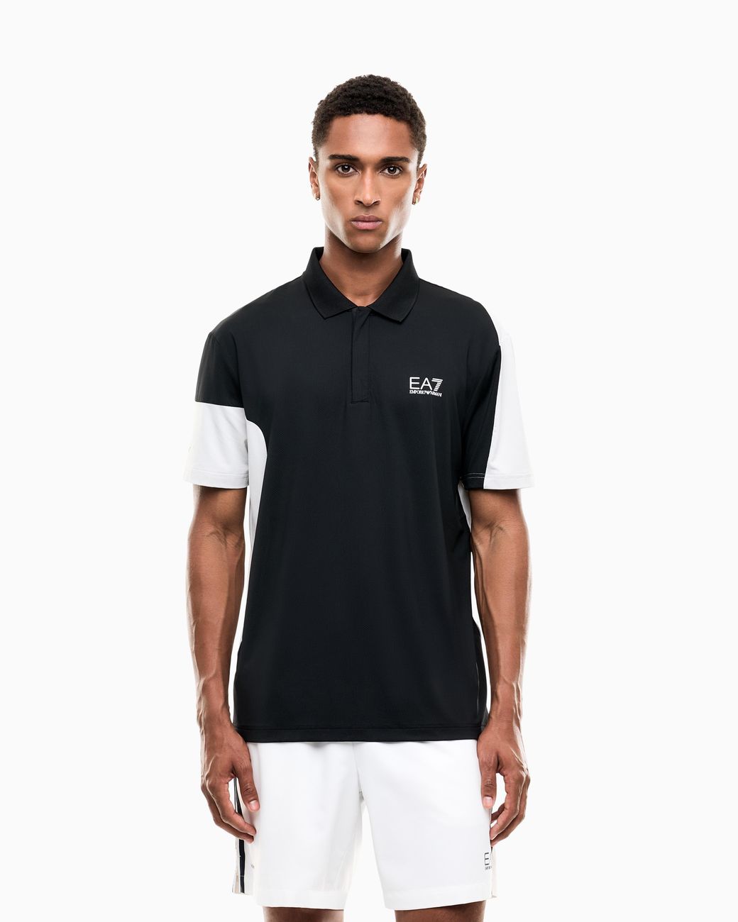 EA7 Black Polo Shirt Tennis Pro Block Jersey Regular Fit for men
