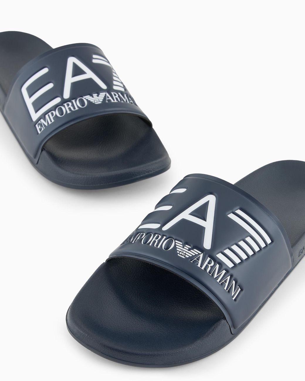 EA7 Blue Logo Slides With A Wide Band And Anti-Slip Rubber Soles