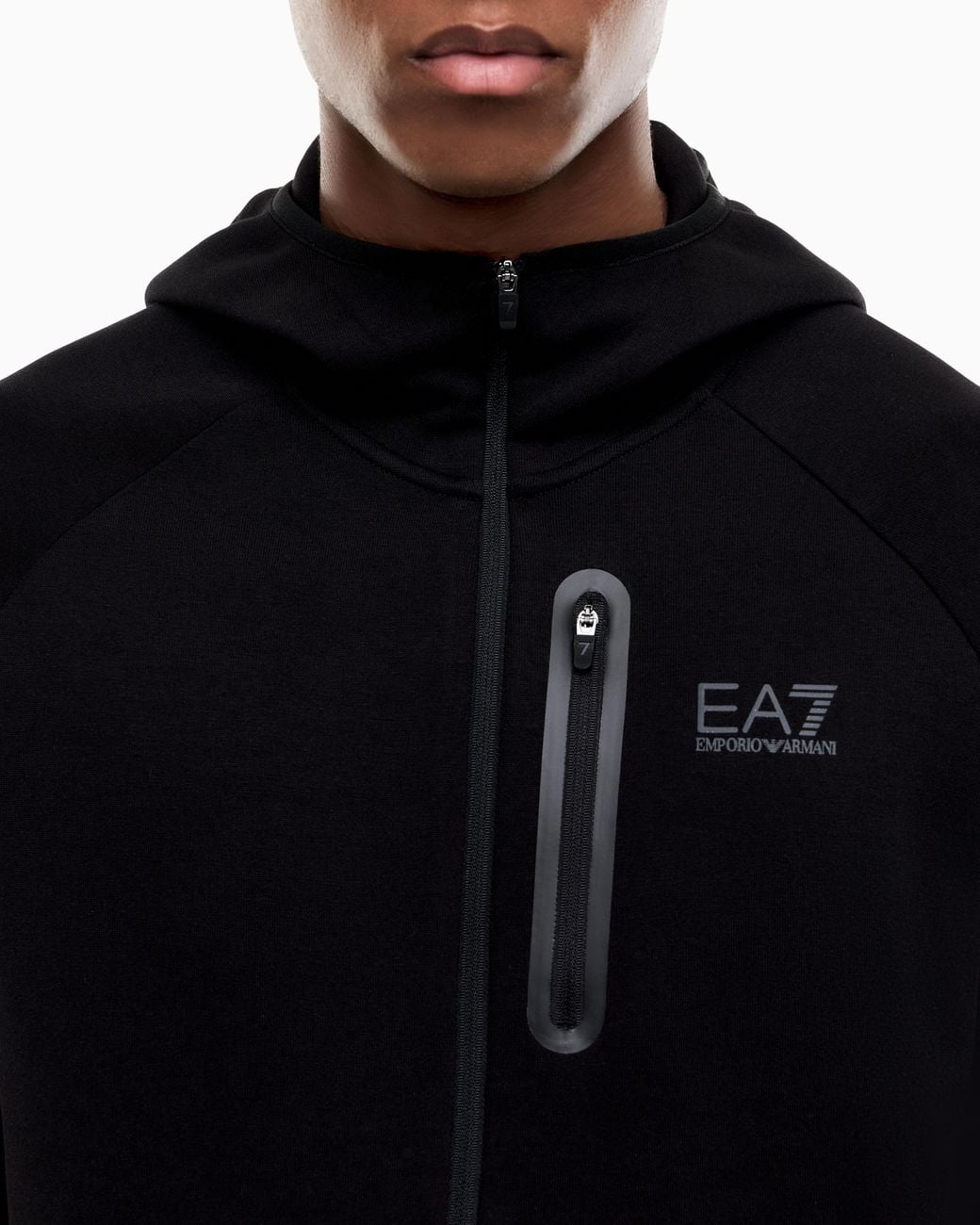 EA7 Blue Zip Hoodie Natural Ventus 7 Regular Fit for men