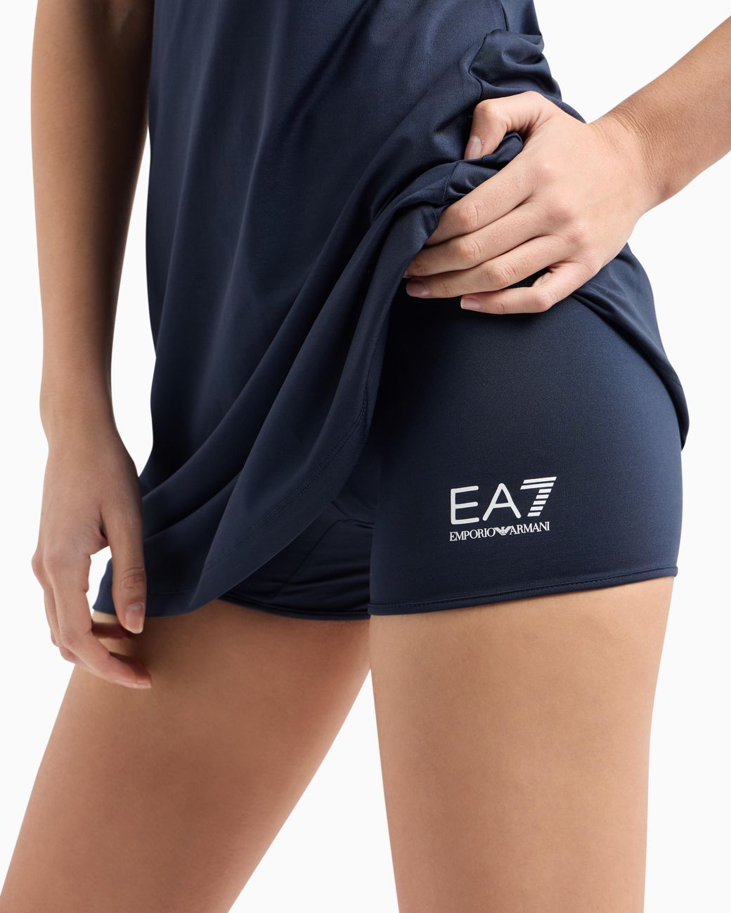 EA7 Blue Ventus7 Dress Tennis Pro With A V-Neck And Matching Shorts