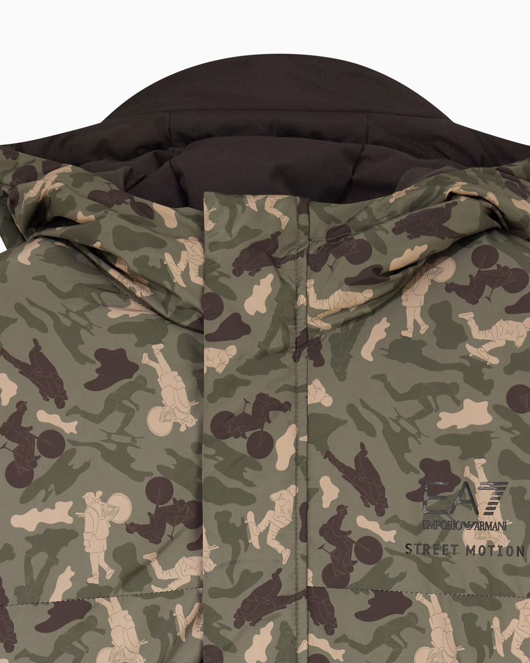 EA7 Brown Oversized Fit Blouson Jacket Graphic Series With Padding for men