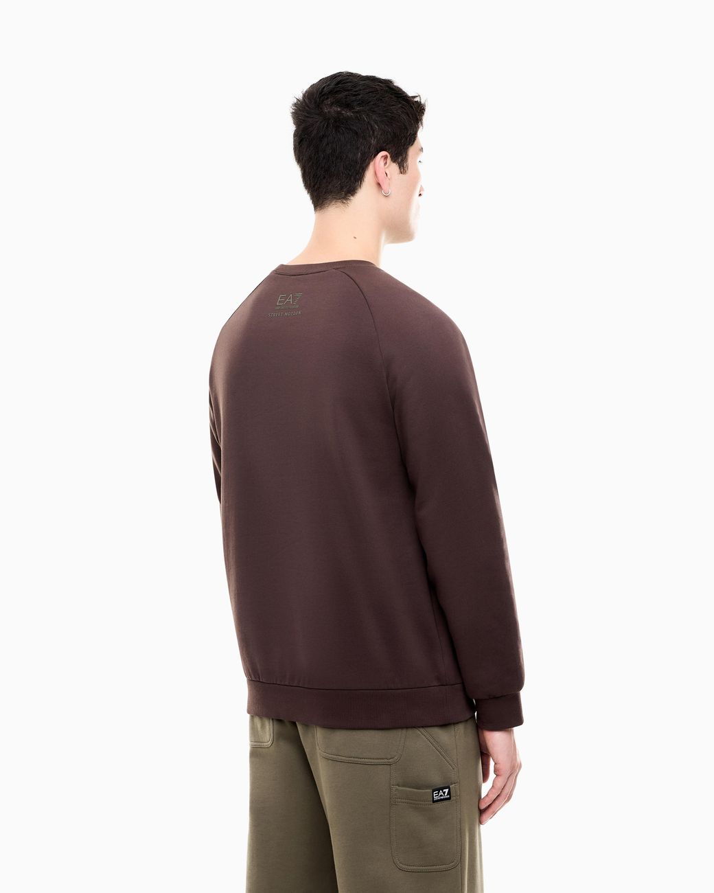 EA7 Brown Oversized Cotton Sweatshirt Graphic Series With Camouflage for men