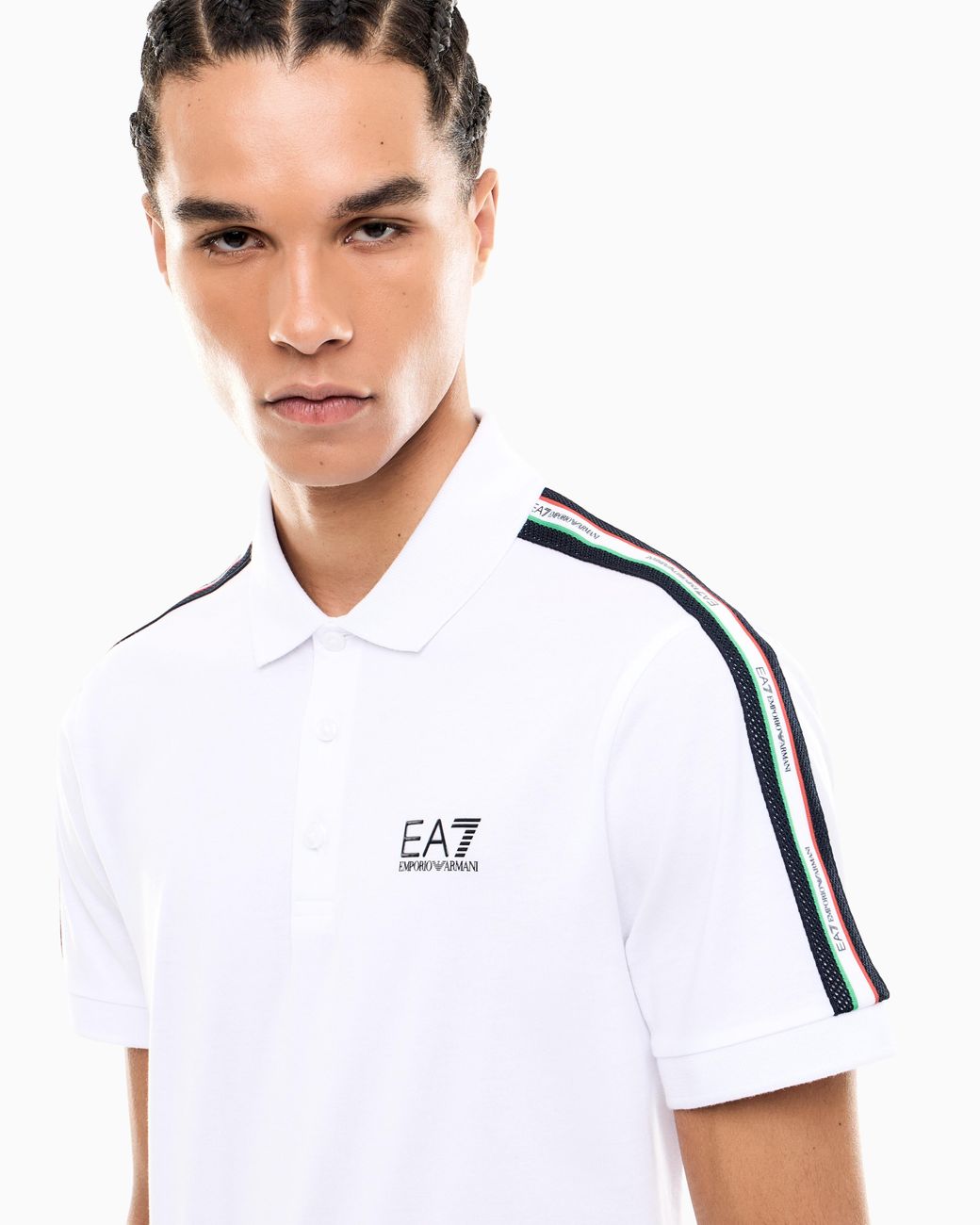 EA7 White Italian Spirit Cotton-Jersey Polo Shirt for men