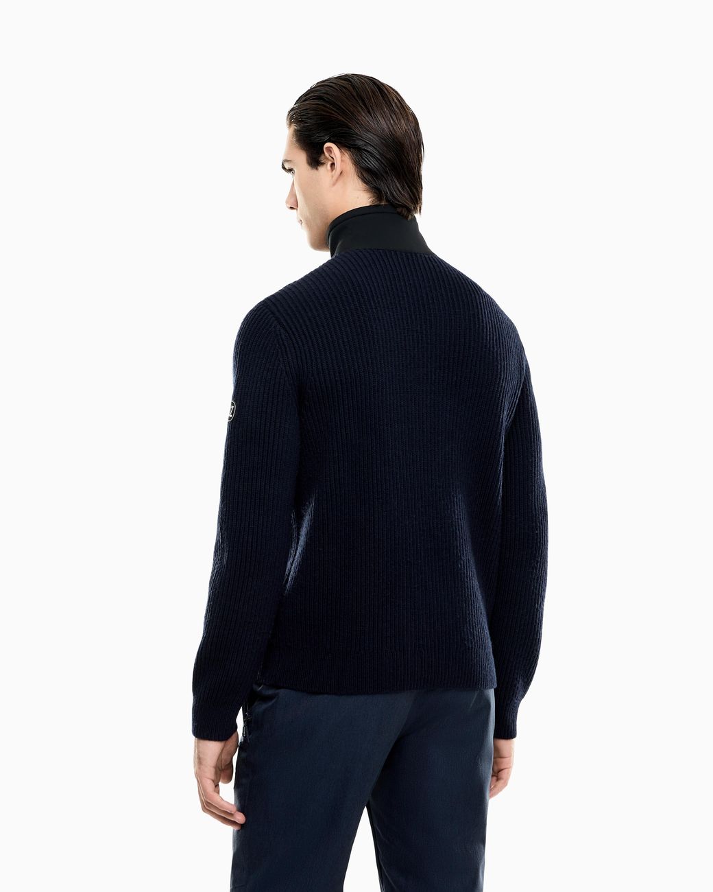 EA7 Blue Pullover Regular Fit Half-Button for men