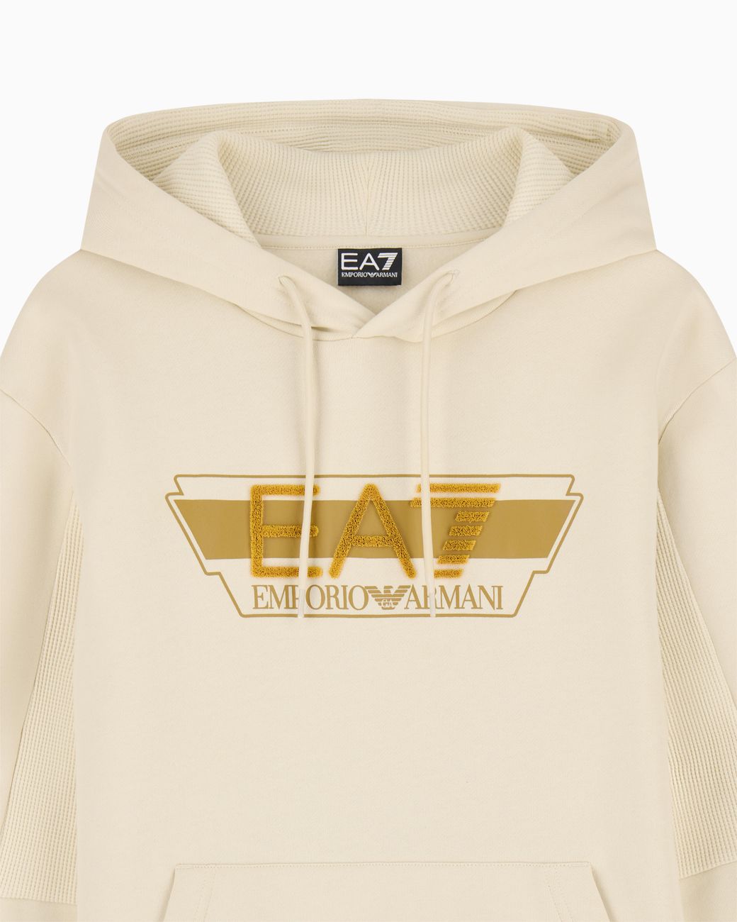 EA7 White Hoodie Visibility Regular Fit Cotton Blend With Logo for men