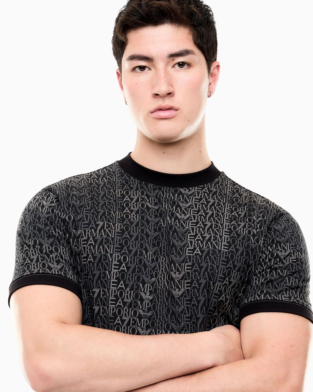 EA7 Black T-Shirt Logo Series Regular Fit Cotton Jersey for men