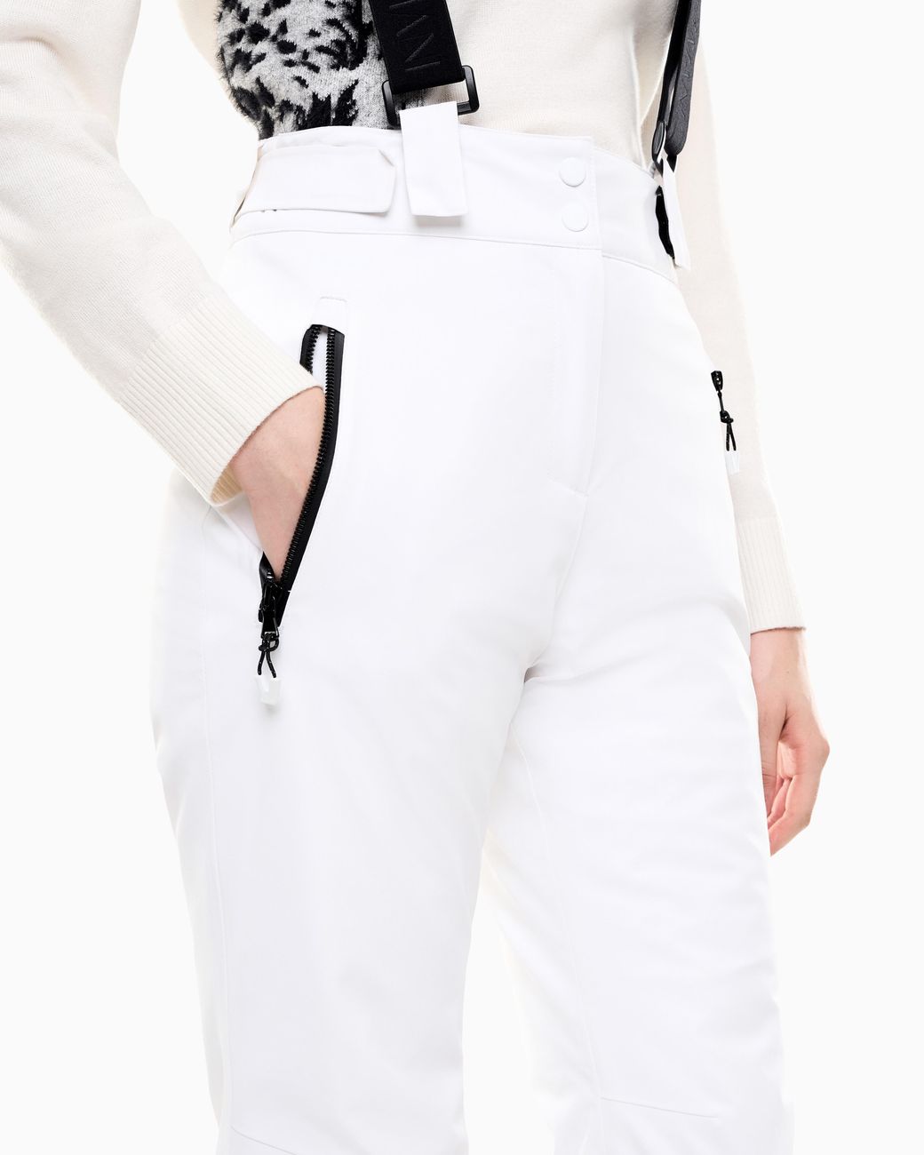 EA7 White Ski W Protectum7 Pant Regular Fit Padded Fabric With Stretch