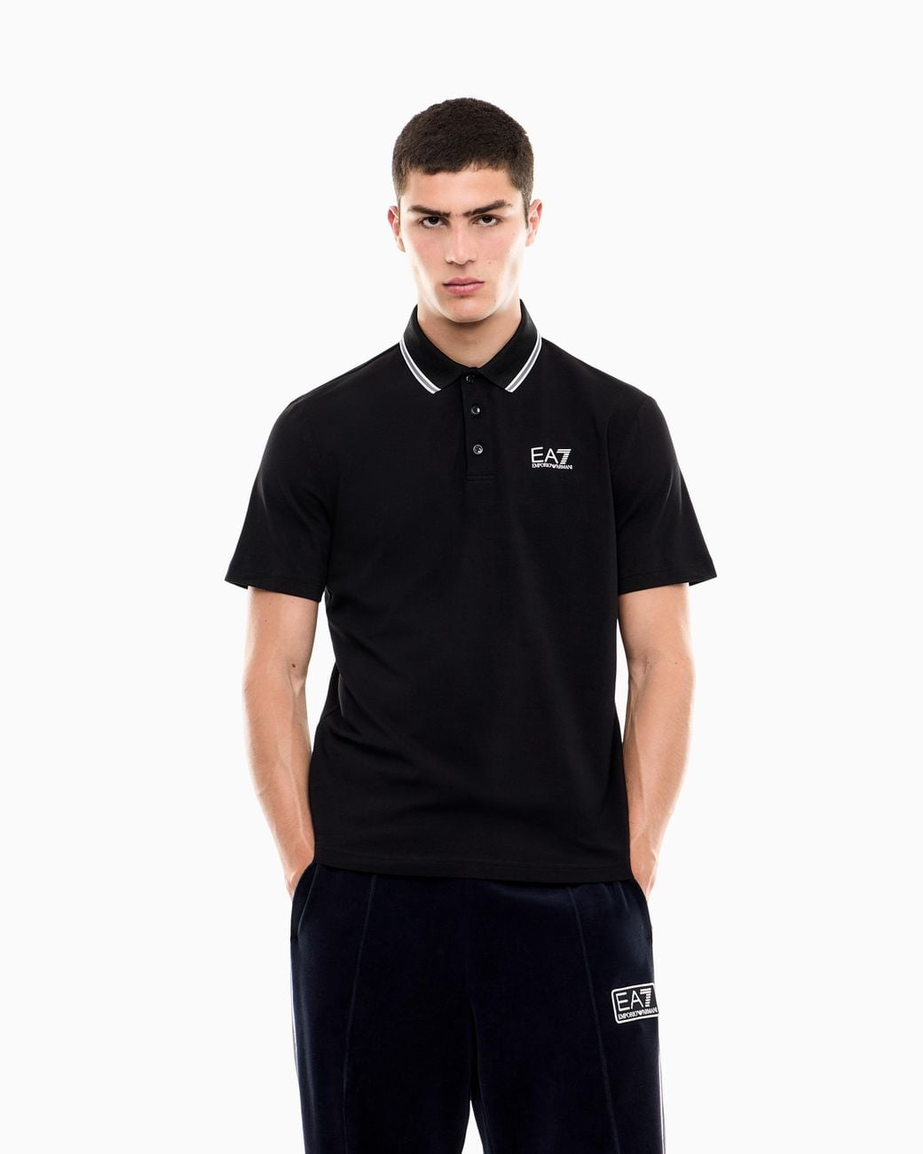 EA7 Black Regular Fit Polo Shirt Tennis Club for men