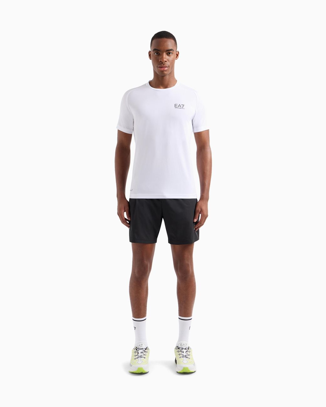 EA7 White Dynamic Athlete T-shirt And Shorts Set In Ventus7 Technical Fabric for men