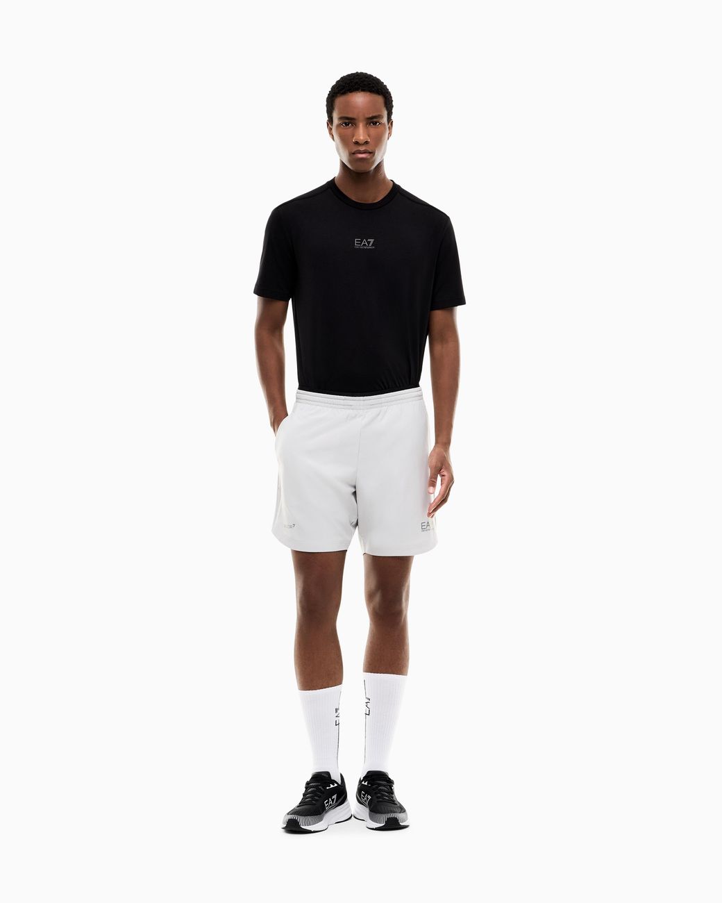 EA7 White Shorts Vigor 7 Regular Fit 2-In-1 for men