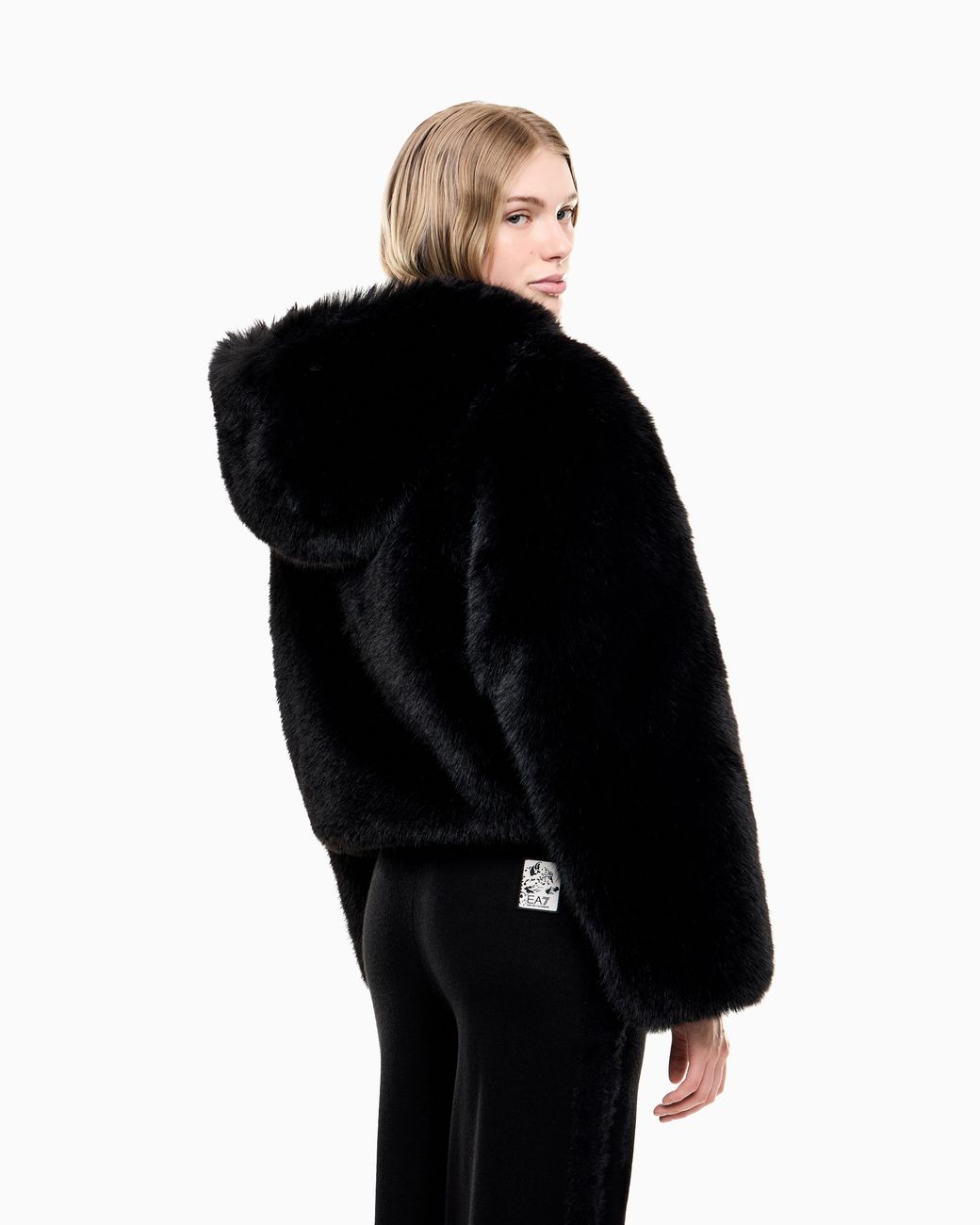 EA7 Black Blouson Jacket Ski Regular Fit With Eco Fur