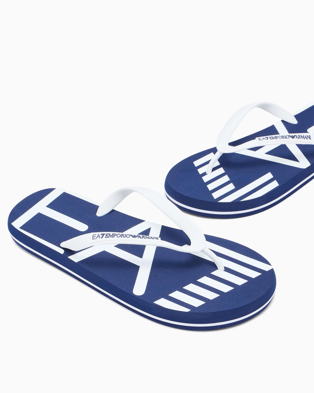 EA7 Blue Rubber Flip-Flops With Logo