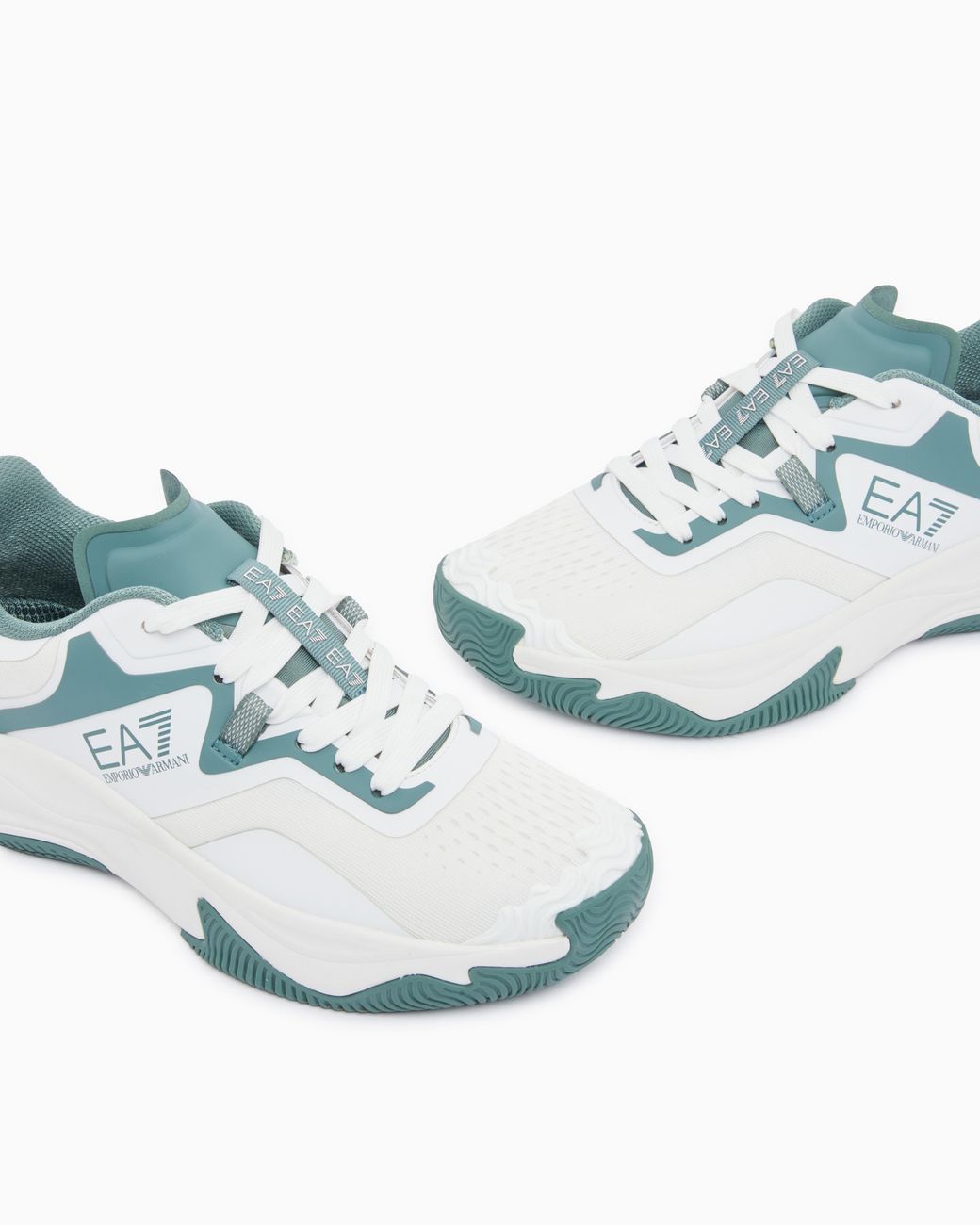 EA7 White Sneaker Aus Hartem Material Mit Schnürung New Padel