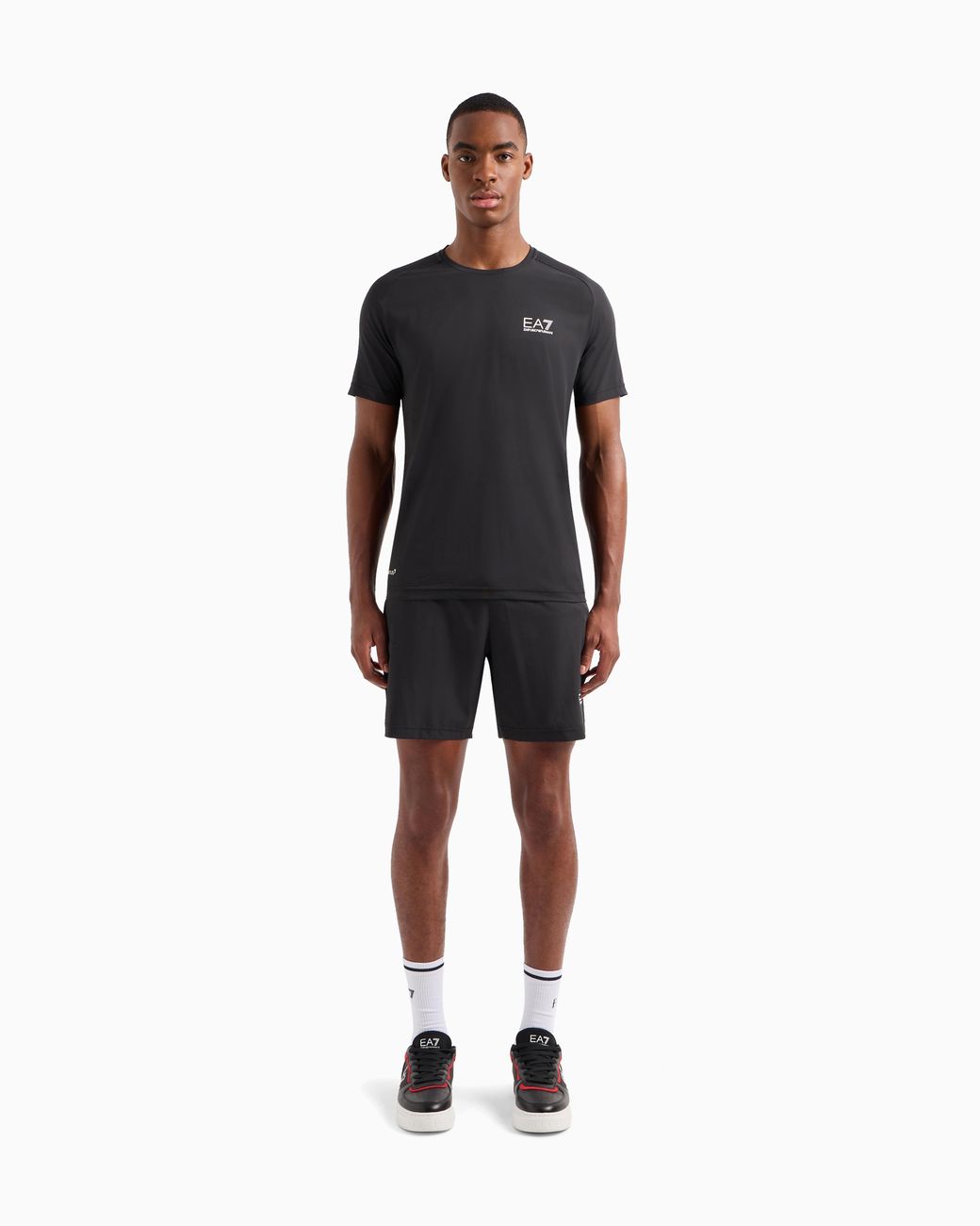 EA7 Black Ventus T-Shirt And Shorts Set for men