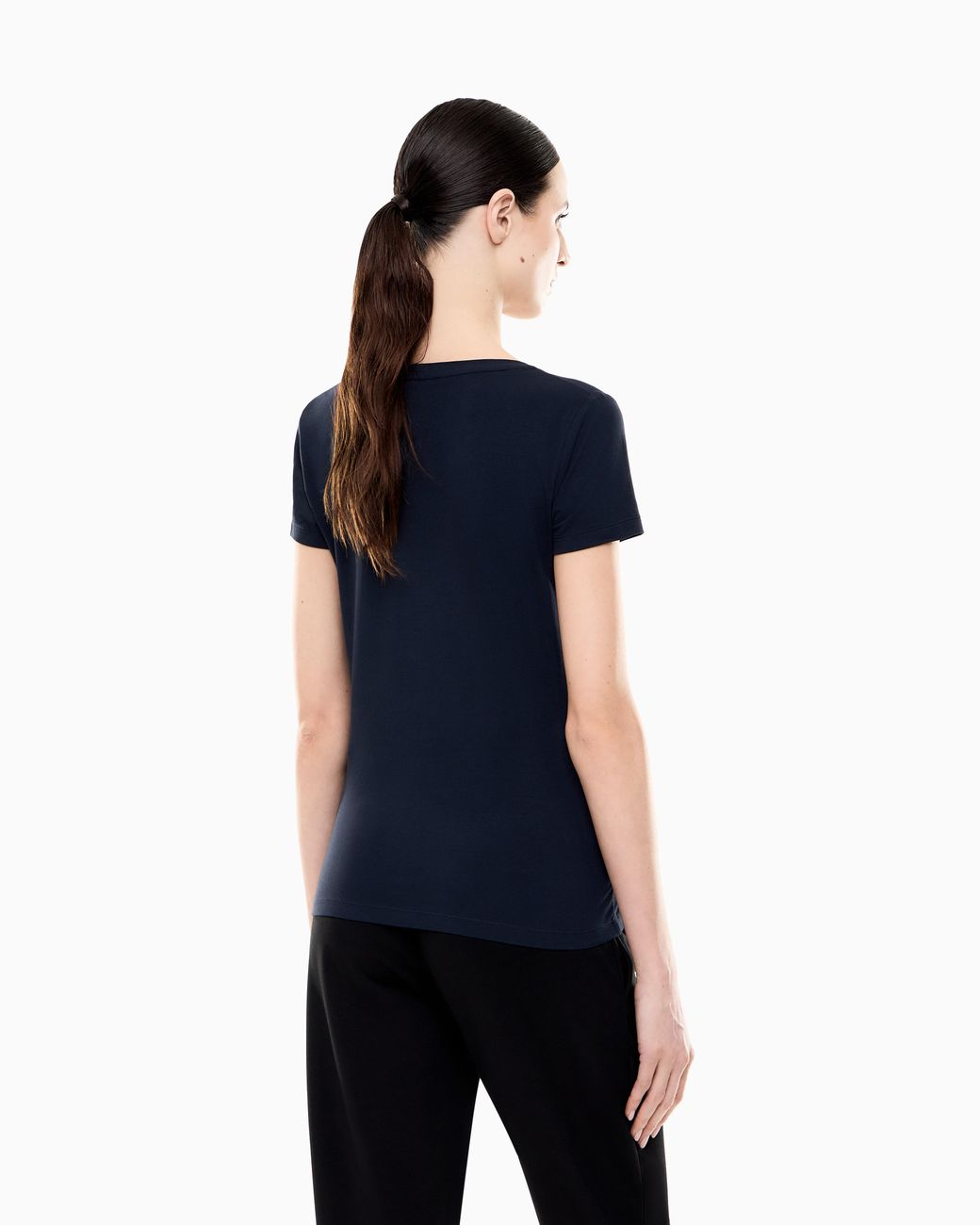 EA7 Blue T-Shirt "Logo Series" Slim Fit Short Sleeve Cotton Jersey