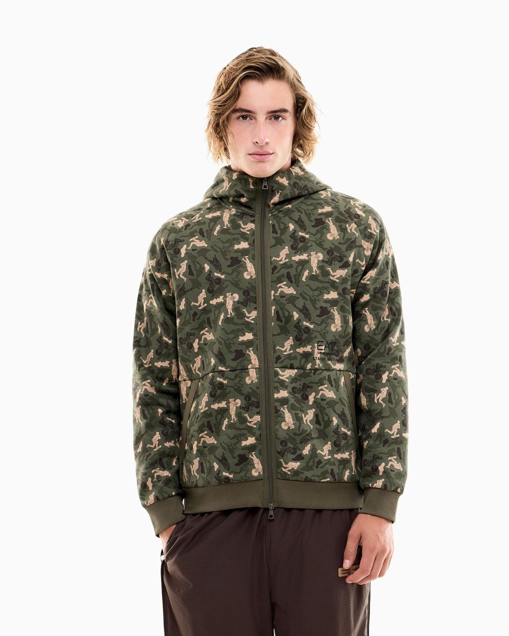 EA7 Green Full-Zip Hoodie Graphic Series for men