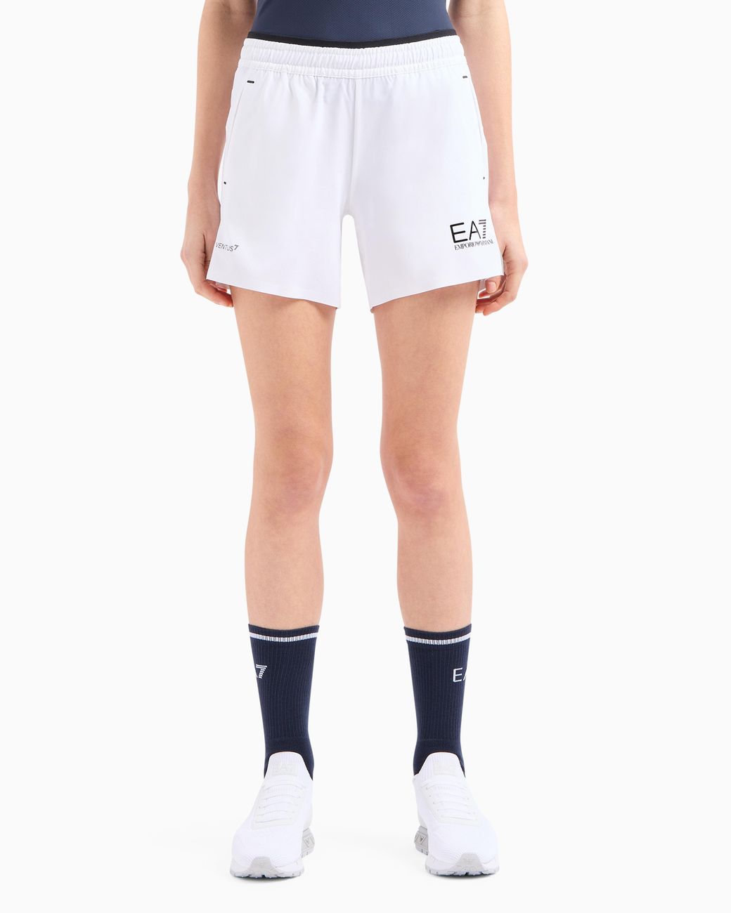 EA7 White Ventus7 Shorts With Side Pockets And Drawstring Tennis Pro
