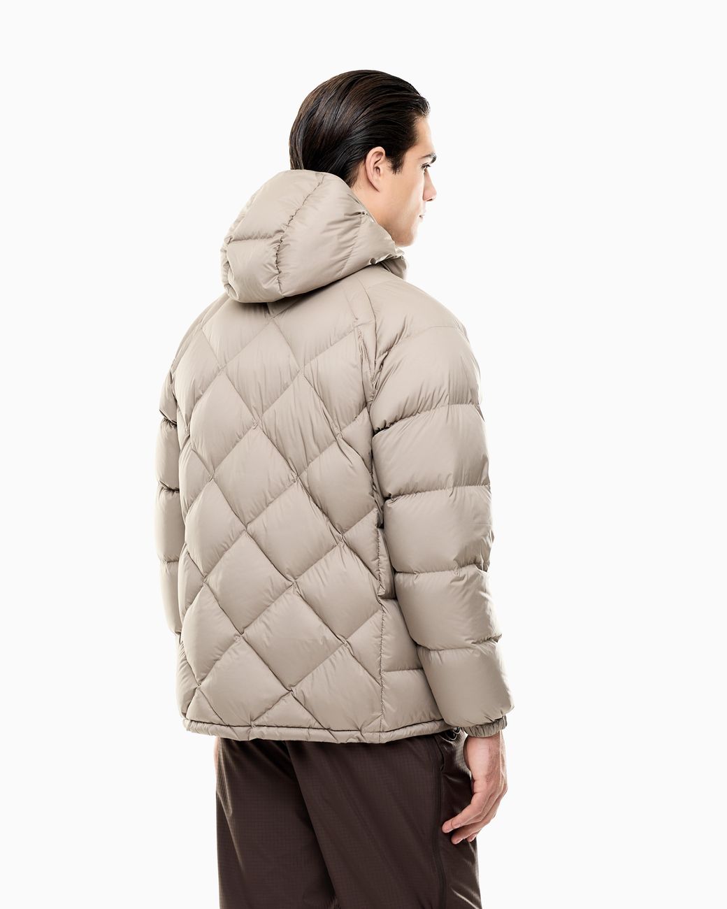 EA7 Gray Quilted Down Jacket Regular Fit for men