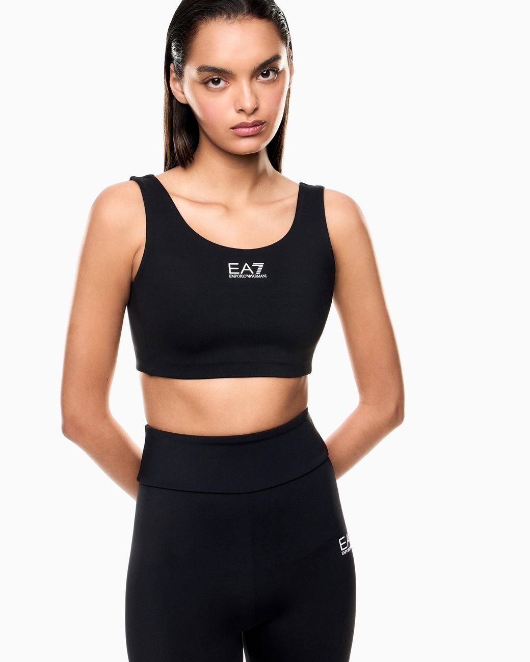 EA7 Black Light-Support Sports Bra