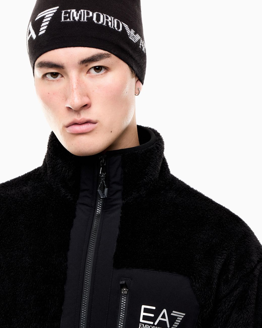 EA7 Black Strickbeanie Regularer Schnitt
