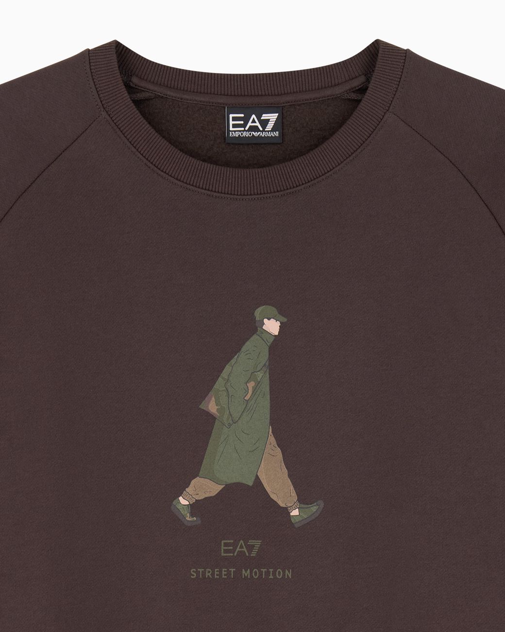 EA7 Brown Oversized Cotton Sweatshirt Graphic Series With Camouflage for men