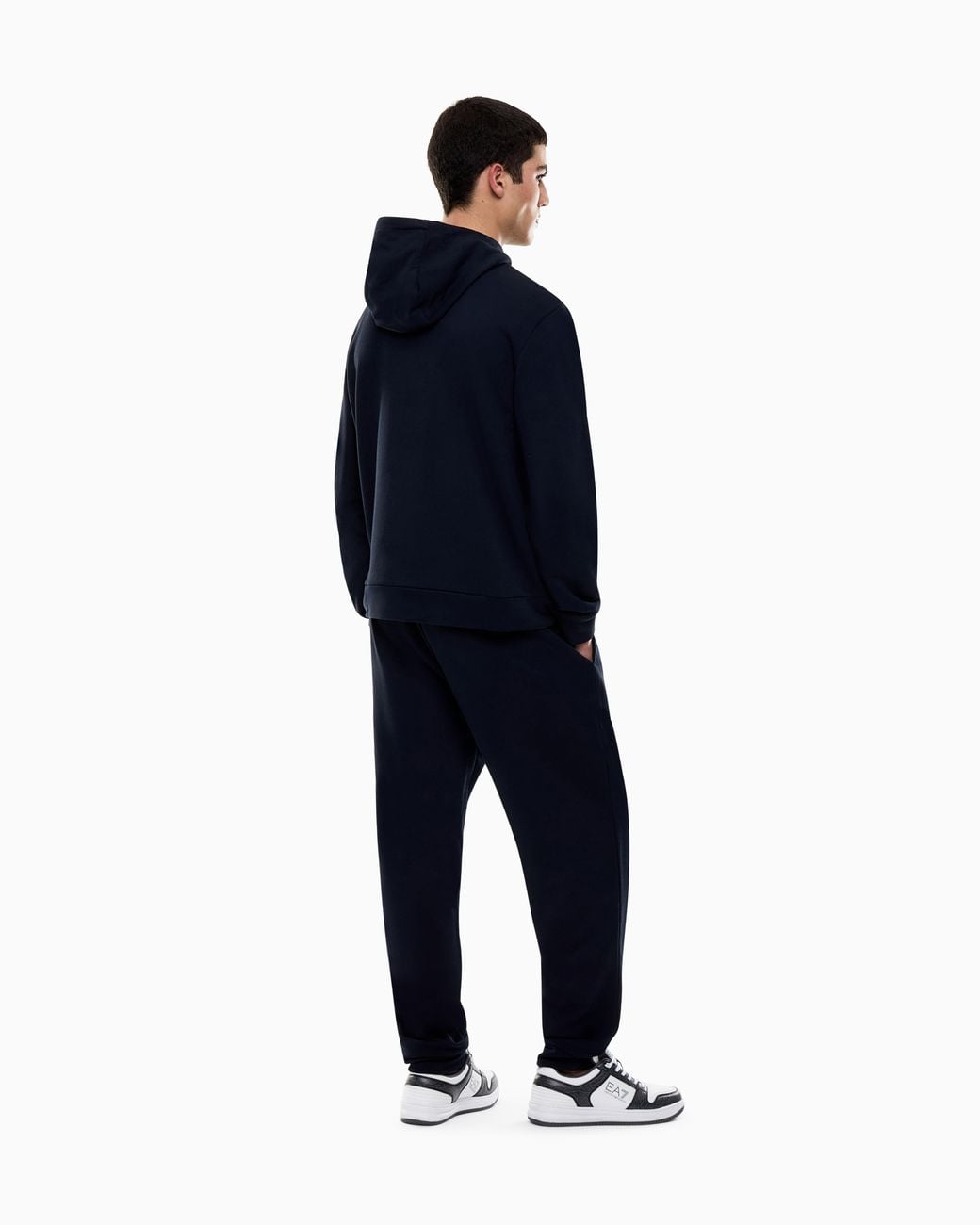 EA7 Blue Summer Block Pure Cotton Tracksuit With Hood for men