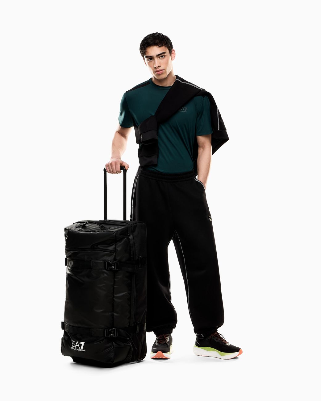 EA7 Black Trolley Aus Technischem Gewebe Mit Rollen Und Riemen Lg