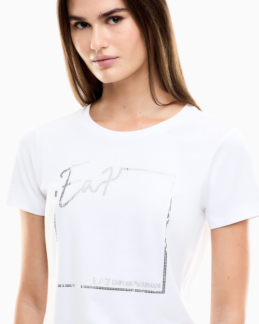 EA7 White Slim Fit T-Shirt Logo Series