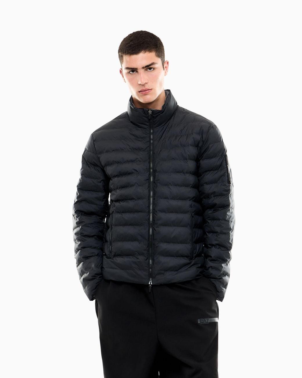 EA7 Gray Bomber Jacket Reversible Regular Fit With Padding for men