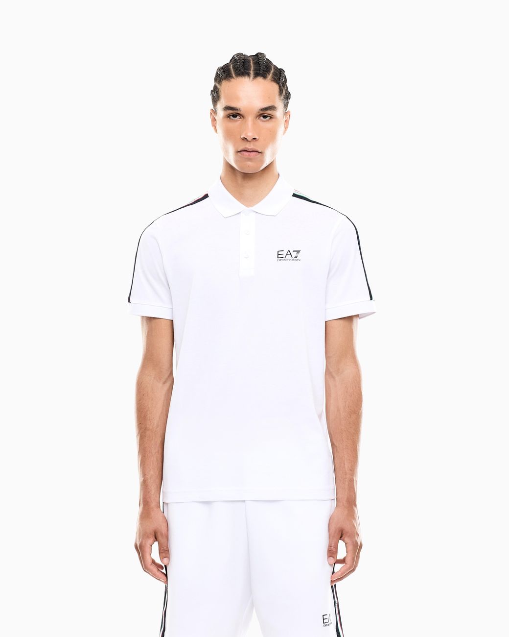 EA7 White Italian Spirit Cotton-Jersey Polo Shirt for men