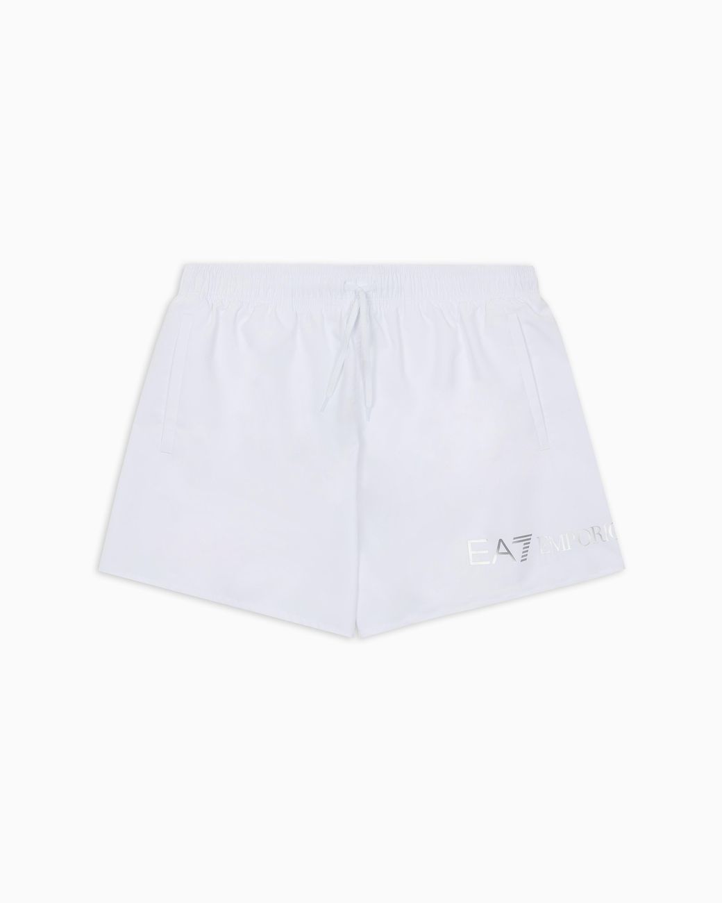 EA7 White Swim Shorts With A Drawstring Waist And Side Pockets for men