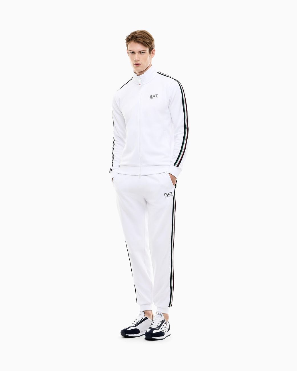 EA7 White Italian Spirit Cotton-Blend Tracksuit for men