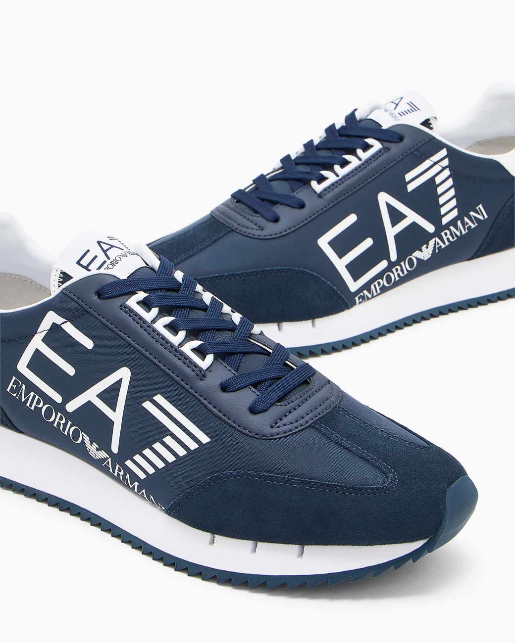 EA7 Blue Fabric Sneaker With Suede Inserts Vintage