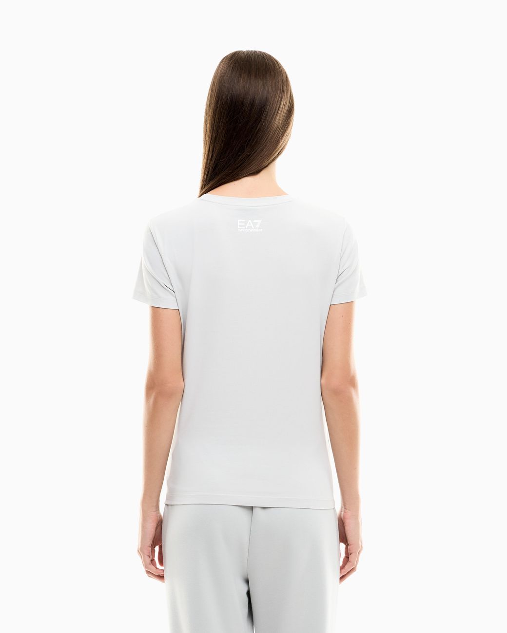 EA7 White T-Shirt Logo Series Slim Fit With Crystals