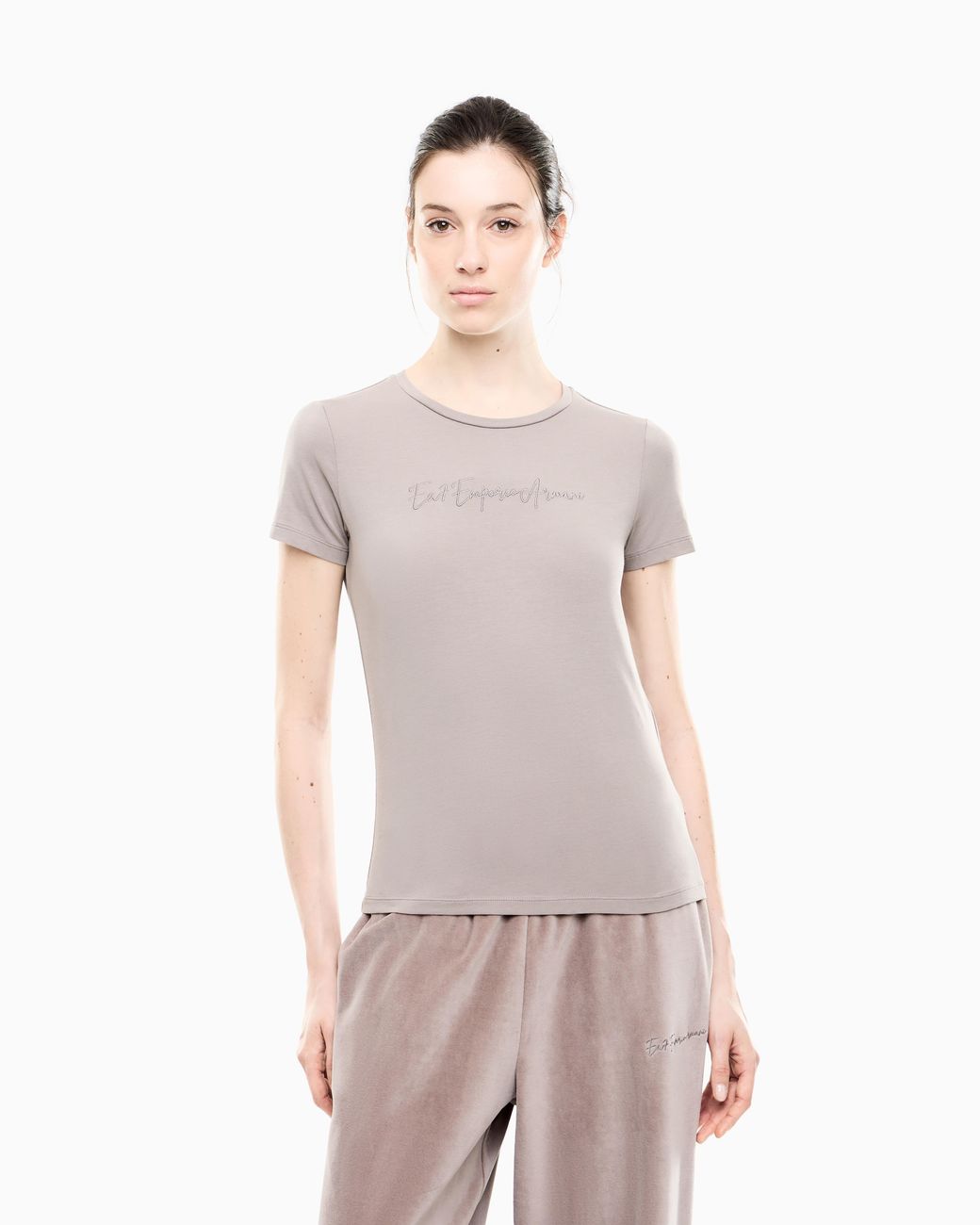 EA7 Gray Slim-Fit T-Shirt Athletic Velour
