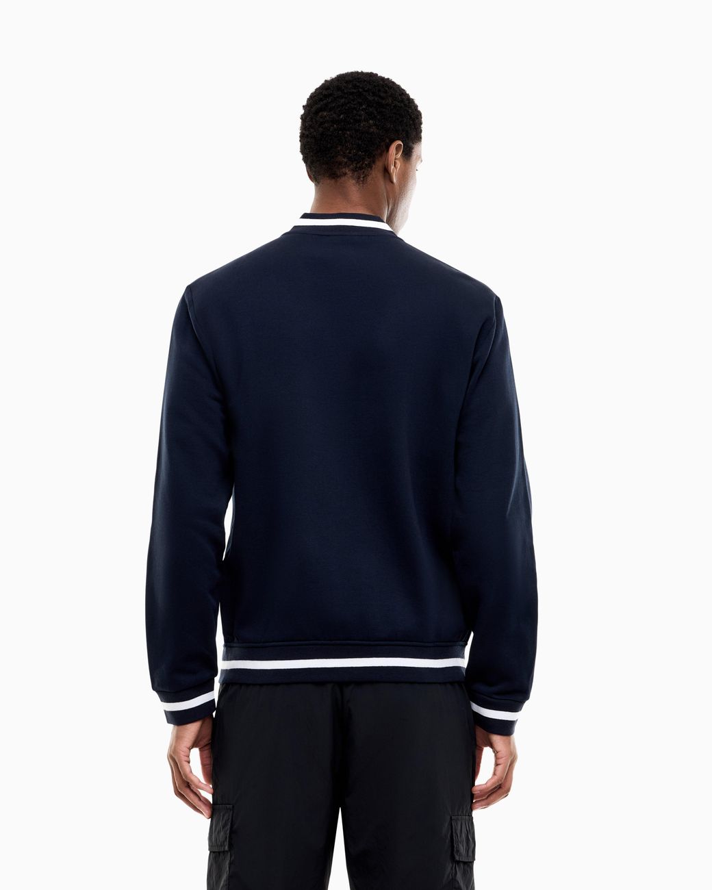 EA7 Blue Sweatshirt Core Identity With Button-Up Baseball Collar for men
