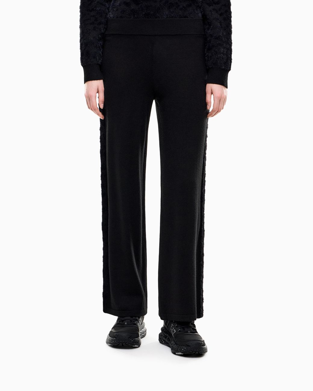 EA7 Black Trouser Regular Fit Jacquard Knit