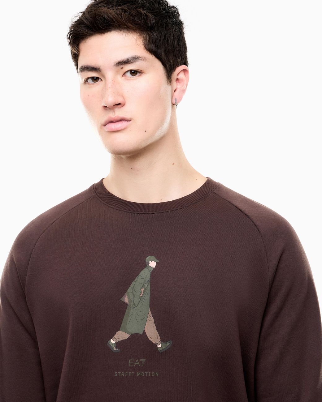 EA7 Brown Oversized Cotton Sweatshirt Graphic Series With Camouflage for men
