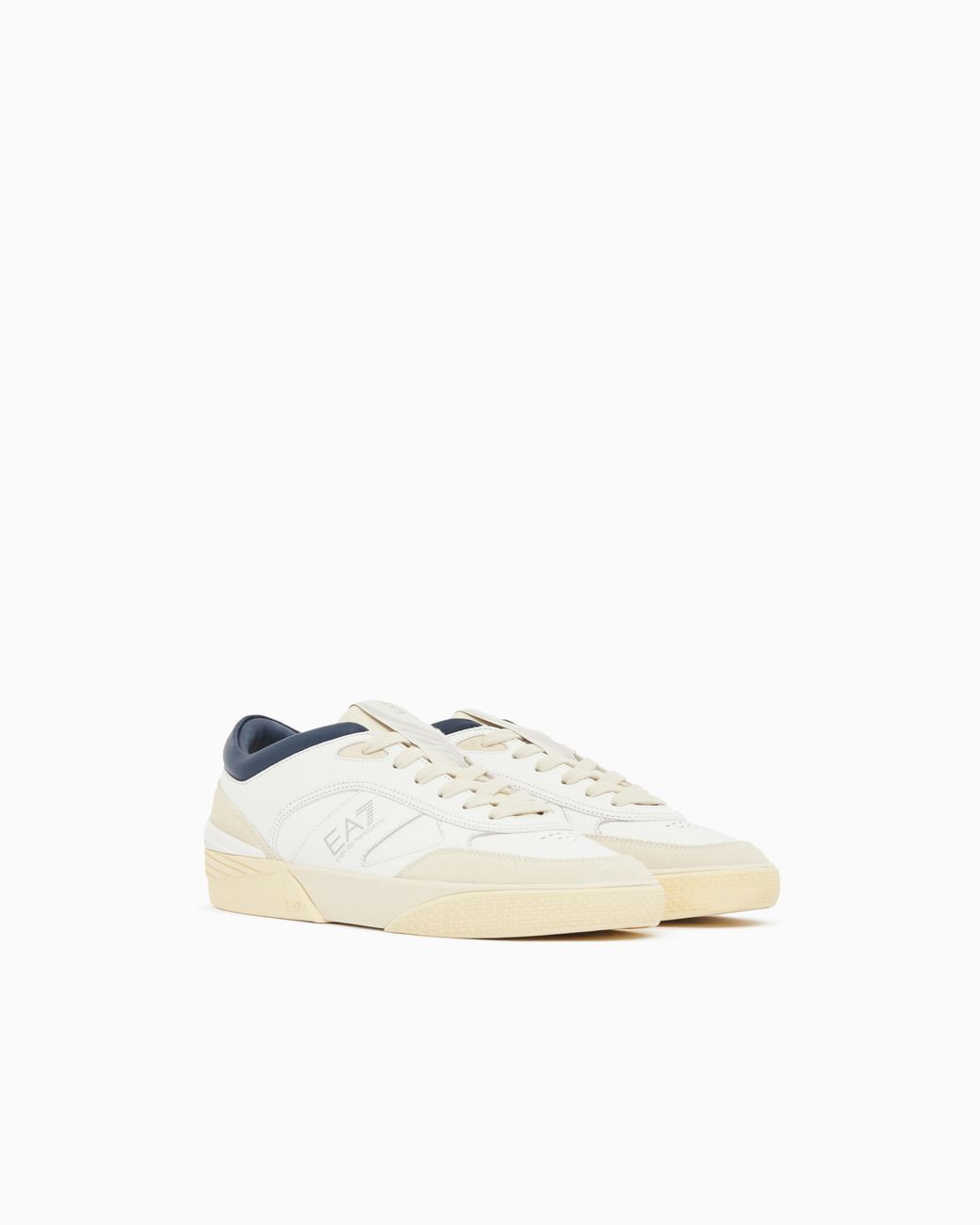 EA7 White Otg Pride Luxe Leather Sneakers With Suede Inserts