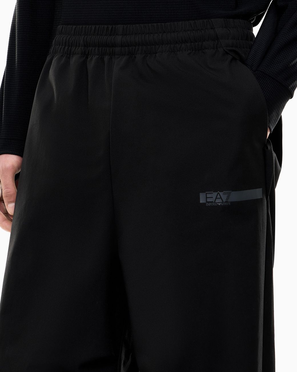 EA7 Black Oversized Fit Pants Urban Utility With Rib Details for men