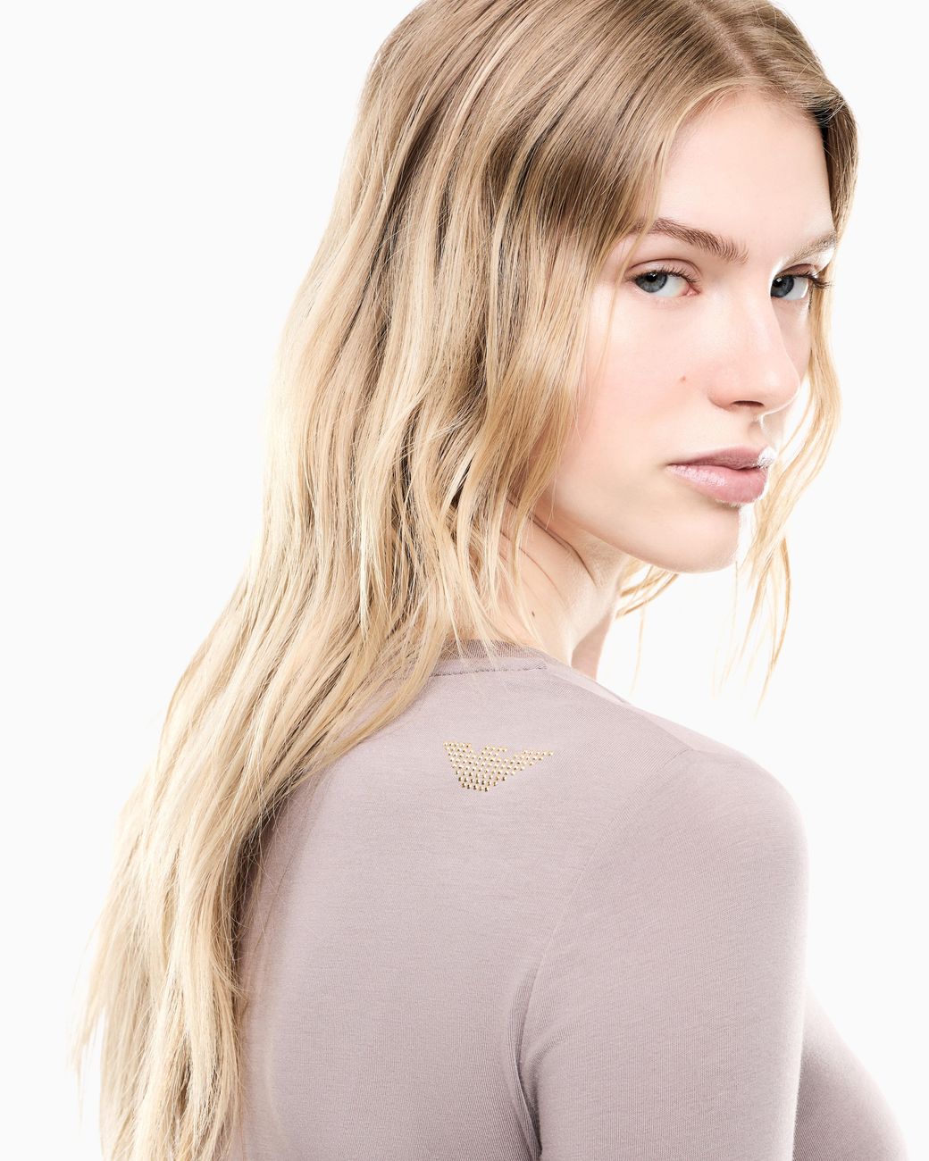 EA7 Gray Stretch T-Shirt With Crew Neck And Long Sleeves Evolution