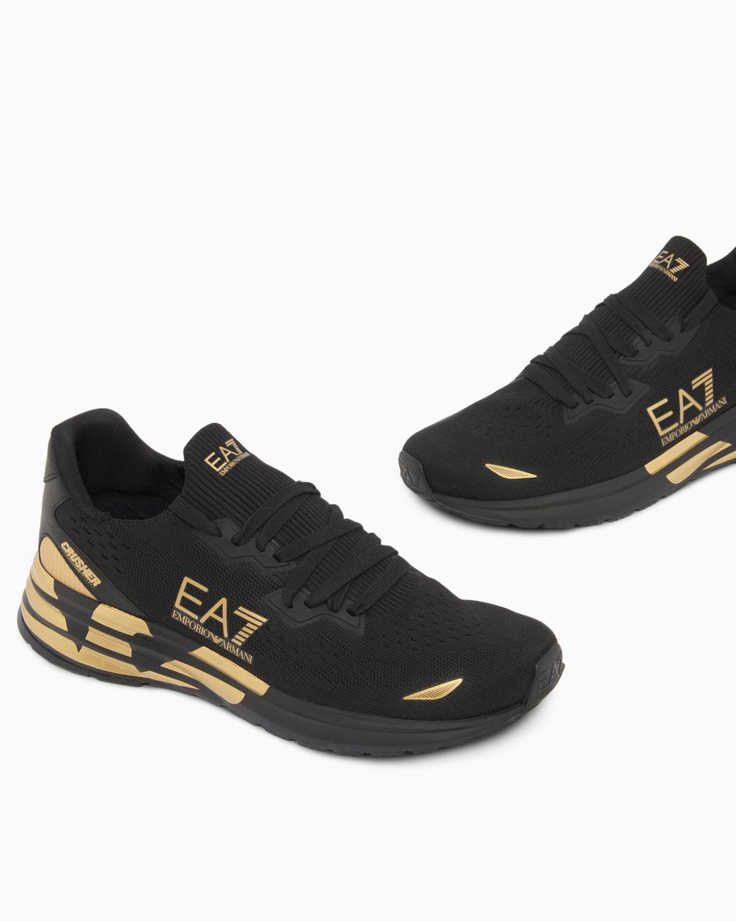 EA7 White Crusher Distance Knit 2.0 Sneakers
