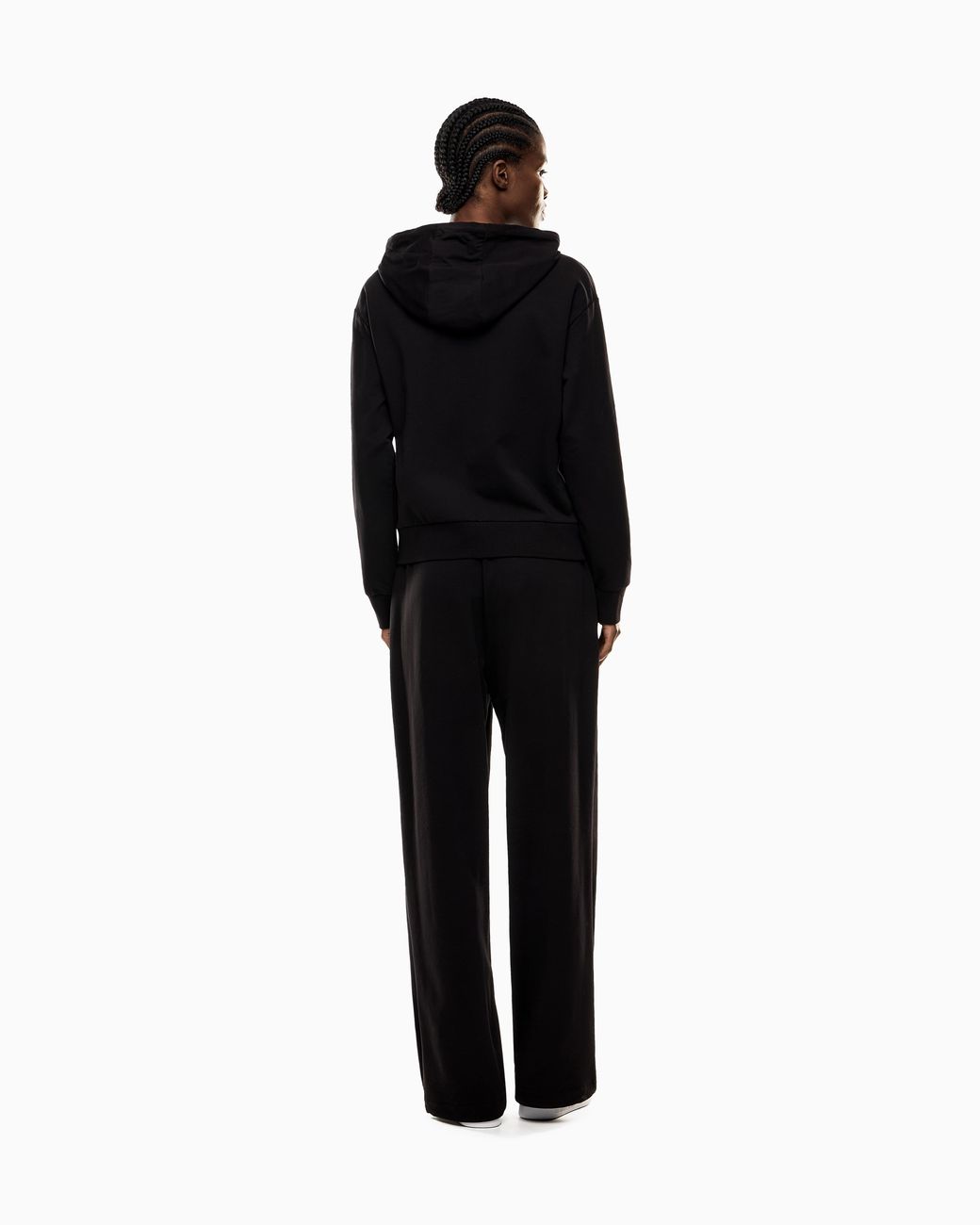 EA7 Black Cotton Stretch Suit With Hood And Wide Pants Core Lady