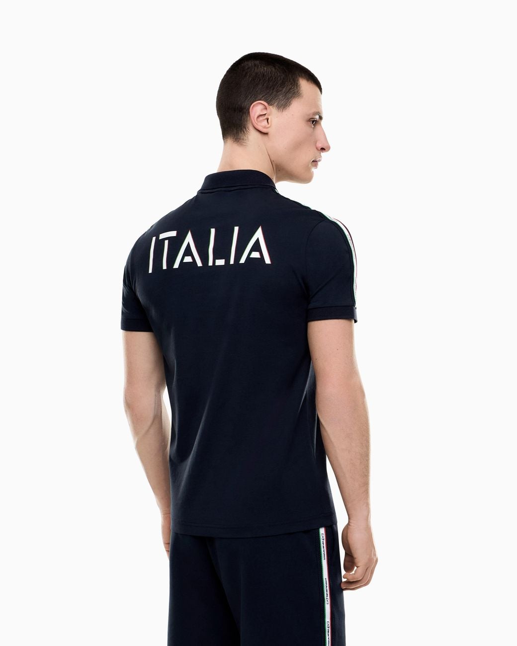 EA7 Blue Italian Spirit Cotton-Jersey Polo Shirt for men