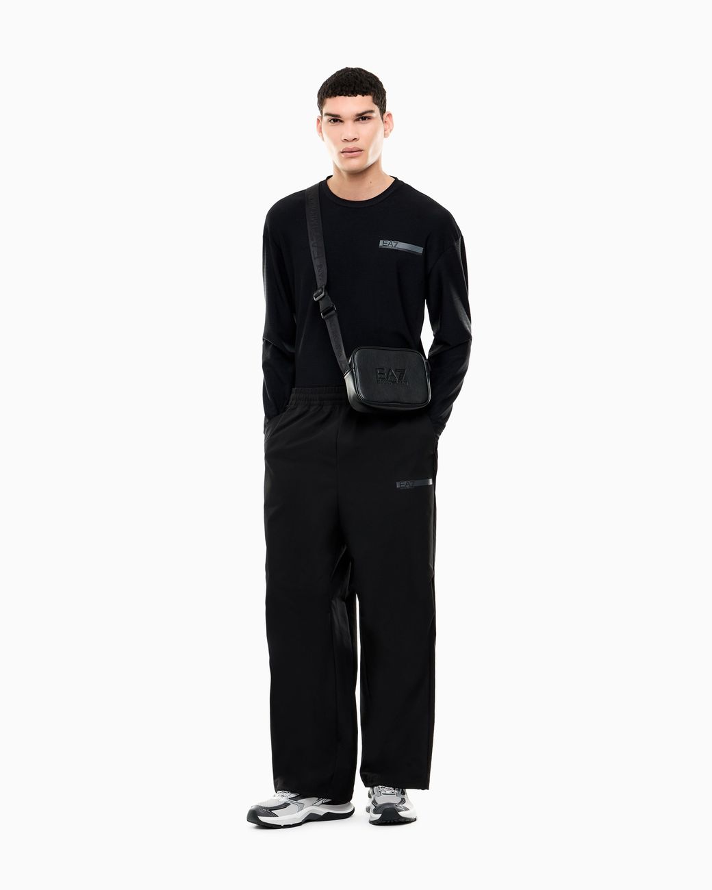 EA7 Blue Oversized T-Shirt Urban Utility With Long Sleeves for men
